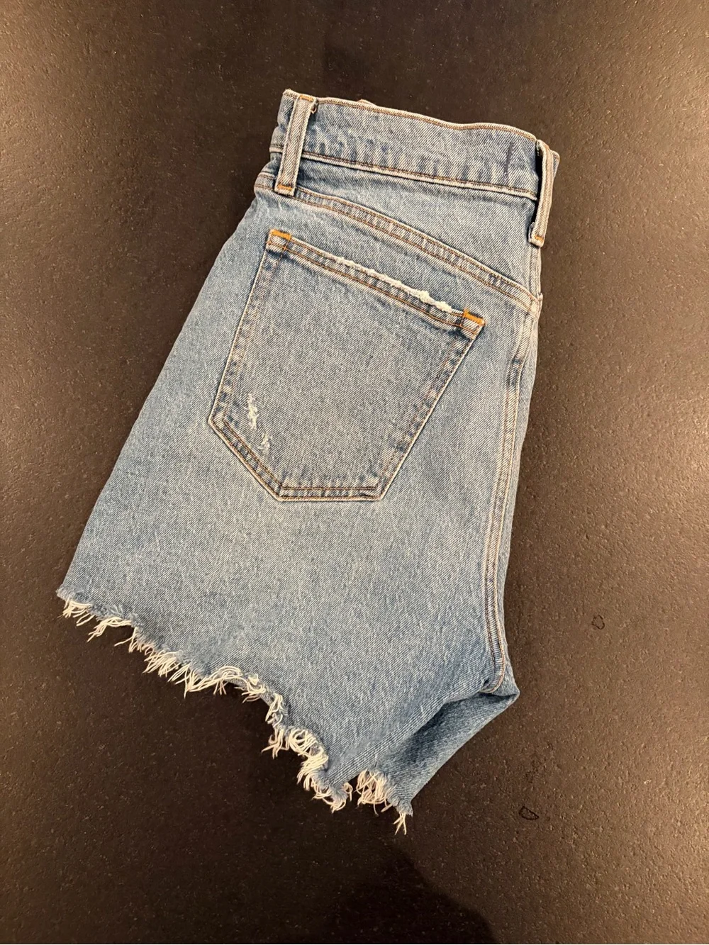 Abercrombie & Fitch Light Blue High-Rise Frayed Denim Shorts